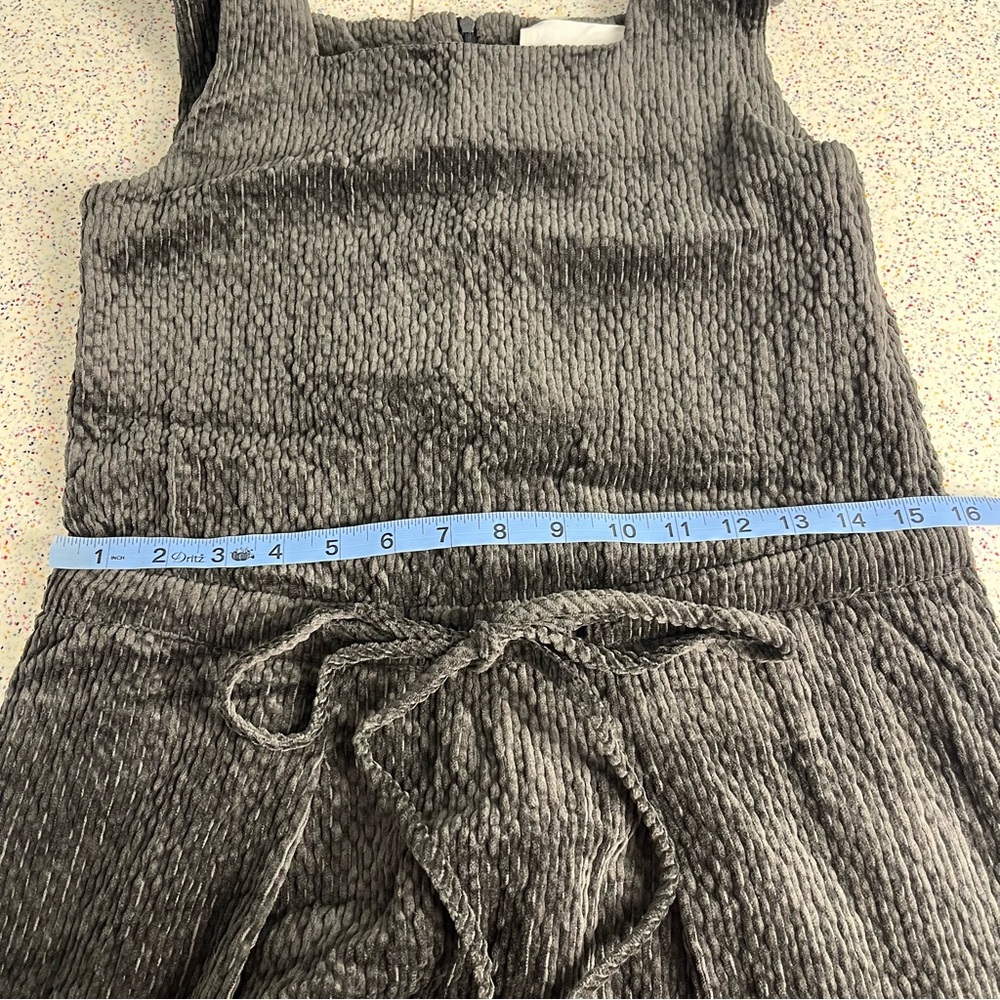Missing You Already Corduroy Square Neck Jumpsuit Charcoal Gray Women’s Size S - Picture 10 of 12